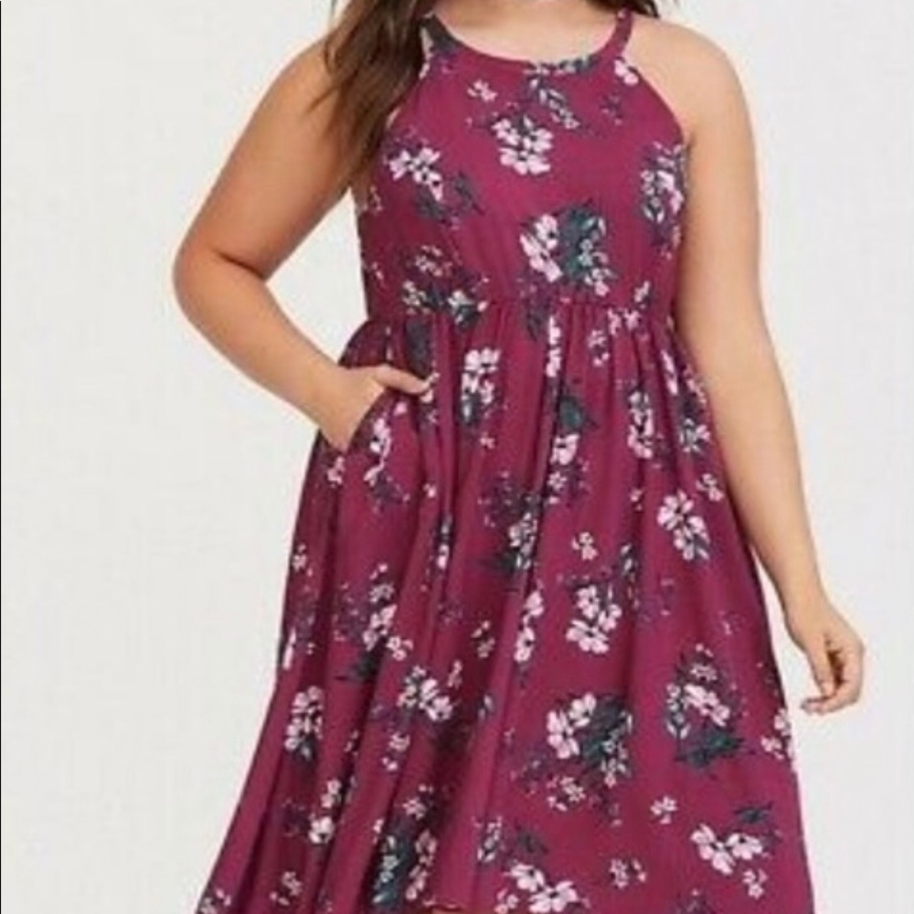 Torrid purple floral hi lo dress